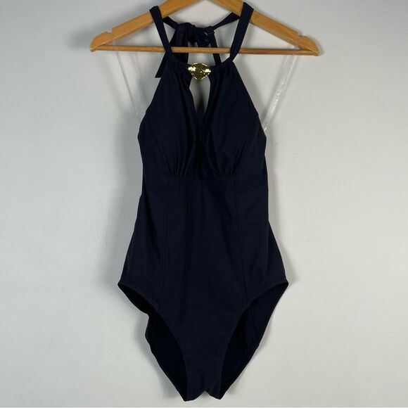 Amoressa Seaborne Sabre One Piece Swimsuit Size 8 NEW Black Slimming - Picture 2 of 9